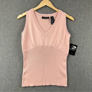 Axcess Knit Tank Top Size M Pink Ribbed V Neck Sleeveless Minimal Soft Girl